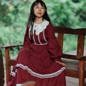 Red Gingham Prairie Maxi